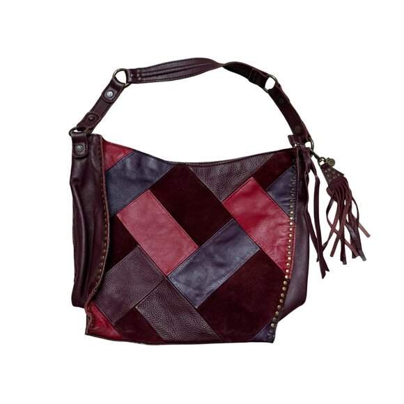 The Sak Women Silverlake Hobo Shoulder Bag  Patchwork Leather Cabernet Burgundy - Picture 1 of 10